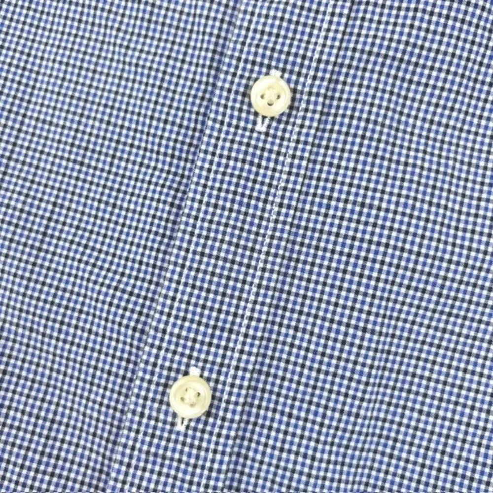 Ralph Lauren Boys Blue Gingham Micro Check Button Down Shirt Size L 14-16